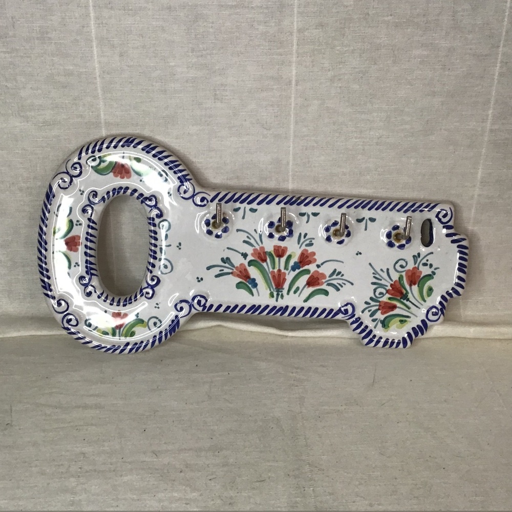 Spanish Handpainted Wall Mount 4 Hooks Key Holder Talavera.